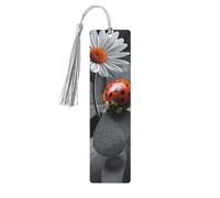 Ladybug Daisydouble Sided Printed Wooden Bookmark 18x3.1cm for Reading, A Gift for Book Enthusiasts and Readers, and A Reading Accessory for Book Enthusiasts