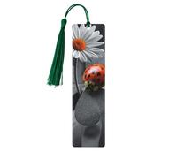 Ladybug Daisydouble Sided Printed Wooden Bookmark 18x3.1cm for Reading, A Gift for Book Enthusiasts and Readers, and A Reading Accessory for Book Enthusiasts