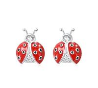 Ladybug Earrings for Women and Girls, 925 Sterling Silver, Hypoallergenic Ladybug, Small Stud Earrings, Small Red Beetle, Black Head, Small Animal, Sterling Silver