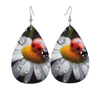 Ladybug Earrings Ladybug Earrings for Women Teardrop Leather Earrings Double Sided Lightweight Dangle Earrings for Women Ear Accessories Fashion Jewelry Birthday Gift