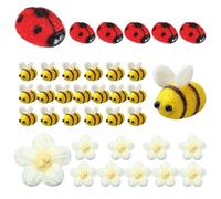 Ladybug Felt Flowers Ladybug Bee Decorative Paper Flowers Ladybird Decorative Paper Flowers Ladybird Decoration Lucky Beetle Felt Decoration Bee for DIY Craft Shop Clothing Decorations Pack of 36
