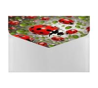 Ladybug File Folder with Snap&6 Pockets Reusable File Organizer Portable Document Paper Bill Receipt Organizer Plastic Envelopes for Office College Letter Size