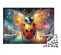 Ladybug Flapping Its Wings 1000 Piece Sturdy Cardboard Jigsaw Puzzle Glowing Ladybug Art Challenging Educational for Cognitive Development Brain Training for All Ages 38x26cm/1000pcs