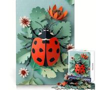 Ladybug Flat Paper Craft Puzzle for Teenagers 1000 Pieces Mind Logic Premium Print Family Game Christmas Surprise (38x26cm)