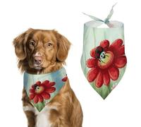 Ladybug Flower Dog Bandana Washable & Adjustable Triangle Scarf, Breathable Pet Scarf for Small Medium Large Pets, Cute Fashion Pet Accessory