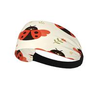 Ladybug Flower Elastic Printed Sweat Wicking Headband For Men Women