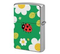 Ladybug Flower Print Lighter Case Metal Double-Sided Lighter Cover Pocket Lighters Sleeve Windproof Lighters Accessories for Men Women