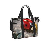 Ladybug Flower Print Lightweight Foldable Travel Hand Bag for Women Men Vacation Outdoor Adventures