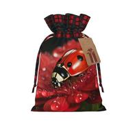 Ladybug Flower Print Reusable Gift Drawstring Eco-Friendly Bags Holiday Wedding Party Favors Pouches