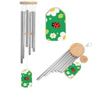 Ladybug Flower Print Wind Chimes for Outside Memorial Tuned Outdoor Windchimes Large Garden Decor Wind Chime with Melodious Sound for Mom Dad Grandma Home Garden Patio Decor