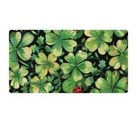 Ladybug Green Clover Leaves Pattern Pattern Non-Slip Bath & Kitchen Mat, Oil & Water Absorbent, Quick Dry