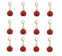 Ladybug Keychain,12Pcs Ladybug Keyring Cute Cartoon Keyring Mini Ladybird Keychain Set Tiny Animal Key Chain Red Insect Charm Ladybird Connectors Charms for Backpack Purse Bag DIY Craft Supplies