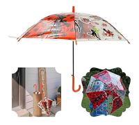 Ladybug Kids Umbrella - Windproof Compact Umbrella with Plastic Easy Grip Handle - Snow & Rain Protection - Auto Safety Opening - 75cm Travel Brolly for Boys & Girls