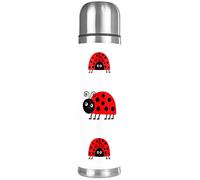 Ladybug Ladybird Icon Set Funny Insect Leak Proof Water Bottle Stainless Steel Vacuum Cup Flask Insulated Thermos for Hot and Cold Beverages 500 ML for Office, School, Travel