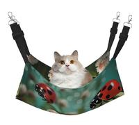 Ladybug Landscape Cat Hammock for Cage Hanging Soft Pet Hammock Bed with Adjustable Straps and Metal Hooks Reversible Double Sided Hanging Bed Soft Sleeping Hammock for Cats
