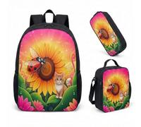 Ladybug Lily of the Valley 17 Inch Backpack 3 Piece Set, Realistic Floral Pattern School Bag for Students, Nature Botanical Daypack (11)