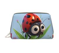 Ladybug Makeup Bag for Women Cosmetic Bags Leather Travel Makeup Case Organizer Waterproof Make up Pouch Open Flat Toiletry Bag Portable Storage Pouch for Travelling, Gold, One Size