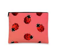 Ladybug Makeup Bag, Red Insect Pattern Cosmetic Travel Pouch for Women, Portable Small Canvas Zipper Case, Cute Skincare Organizer for Spring, Red, 7x9 Inch