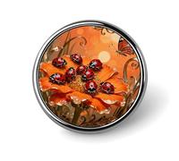 Ladybug Marigold Bloom Button Pins - Personalized Round Badges for Women Men Custom Photo Buttons for Backpack Cloth Decoration Souvenir Gifts, Metal Badge Brooch Party Costume Accessory