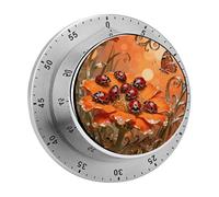 Ladybug Marigold Bloom Kitchen Timer 60 Minute Visual Wind Up Timers Indoor Mechanical Timers with Magnetic Base Stainless Steel Timer for Home Cooking Time Management Tool