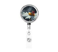 Ladybug on Daisy Flower Badge Reel Retractable Badge Holder with Alligator Clip Cute Badge Clip on ID Name Card Holders for Office Worker Doctor Nurse Badge Reel Name Decorative
