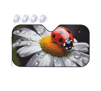 Ladybug on Daisy Flower Car Windshield Sun Shade Foldable Auto Front Window Sunshade Protection Universal Windshield Cover Sun Shade Keep Your Vehicle Cool Auto Interior Accessories