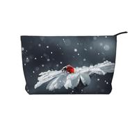 Ladybug On Daisy Flower Corduroy Makeup Bag with Stylish and Durable Zipper Design