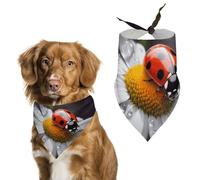 Ladybug on Daisy Flower Dog Bandana, Soft Breathable Pet Scarf, Personalized Dog Bib Kerchief for Small Medium Large Dogs Cats, Exquisite Pet Neckerchief for Daily Wear, Travel, Party