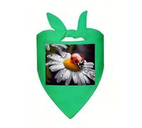 Ladybug on Daisy Flower Dog Bandana Soft Breathable Polyester Triangle Scarf for Small to Large Dogs Cats Comfortable Pet Bibs for Daily Wear Party Wedding Birthday Pet Accessories