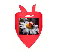 Ladybug on Daisy Flower Dog Bandana Soft Breathable Polyester Triangle Scarf for Small to Large Dogs Cats Comfortable Pet Bibs for Daily Wear Party Wedding Birthday Pet Accessories