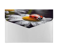 Ladybug on Daisy Flower File Folder with Snap&6 Pockets Reusable File Organizer Portable Document Paper Bill Receipt Organizer Plastic Envelopes for Office College Letter Size