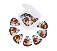 Ladybug On Daisy Flower Guitar Picks With 12 Pack Organizer Box,Thin, Medium & Heavy 3 Different Celluloid Guitar Pick, Abstract Art Pics Plectrums For Bass, Acoustic Electric Guitars