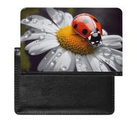 Ladybug on Daisy Flower Passport Holder Portable PU Leather Pocket Passport Cover Portable Travel Passport Protector Compact Wallet Passport Case for Travel Must-have Accessory