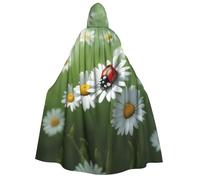 Ladybug On Daisy Flower Print Hooded Cape Unisex Cloak Cape Halloween Christmas Cloak Costumes Party Cape Cosplay