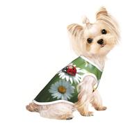 Ladybug On Daisy Flower Print Pet T-Shirt, Sleeveless Pullover Vest For Small Puppy Kitten Indoor Outdoor Wear