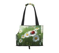 Ladybug On Daisy Flower Print Pet Tote Bag, Foldable Portable Single Shoulder Pet Carrier For Small Dogs Cats