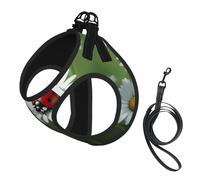 Ladybug on Daisy Flower Print Small Dog Harness with Leash Set, No Escape Easy Walk Puppy Harnesses for Training Walking