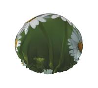 Ladybug on Daisy Flower print Women's shower cap Reusable elastic shower cap Double-layer hair cap Shower cap