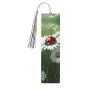 Ladybug On Daisy Flower Print Wooden Bookmarks Beautiful Notebook Accessories for Men Women Book Lovers