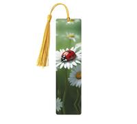 Ladybug On Daisy Flower Print Wooden Bookmarks Beautiful Notebook Accessories for Men Women Book Lovers