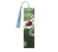 Ladybug On Daisy Flower Print Wooden Bookmarks Beautiful Notebook Accessories for Men Women Book Lovers