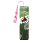 Ladybug On Daisy Flower Print Wooden Bookmarks Beautiful Notebook Accessories for Men Women Book Lovers