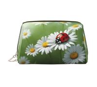 Ladybug on Daisy Flower Printed Zippered Toiletry Bag, Wide Open Storage Case for Personal Care Items and Cosmetics