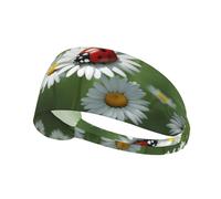 Ladybug On Daisy Flower Printing Double-Sided,Unisex Elastic Sports Headband,Ideal As A Gift for Sports-Loving Friends,Family