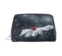 Ladybug On Daisy Flower PVC Leather Makeup Bag Cosmetic Pouch Travel Organizer Toiletry Clutch