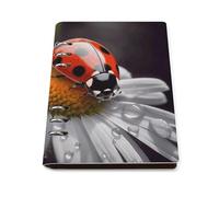 Ladybug on Daisy Flower Ring Binder Notebook, Refillable Faux Leather A5 Loose Leaf Notebook, Waterproof Lay Flat Journal Binder with Lined Paper, Ideal for Personal and Professional Use