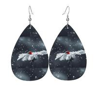 Ladybug On Daisy Flower Teardrop Pierced Earrings For Women, Geometric Drop Earrings, Fashion Dangle Jewelry For Evening Events