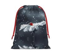 Ladybug On Daisy Flower Ultra Soft Velvet Gift Bag, Comfortable To The Touch, Reusable