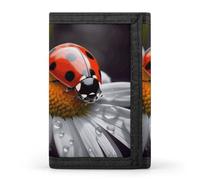 Ladybug on Daisy Flower Wallet,Credit Card Holder,Three-fold Wallet for Passport Covers, Purse Passport Bag for Men Women