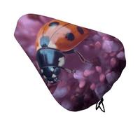 Ladybug on Flower Bike Seat Rain Cover Waterproof Dustproof Bikes Saddle Cushion Soft Bicycle Seat Pad Covers with Drawstring for Men Women